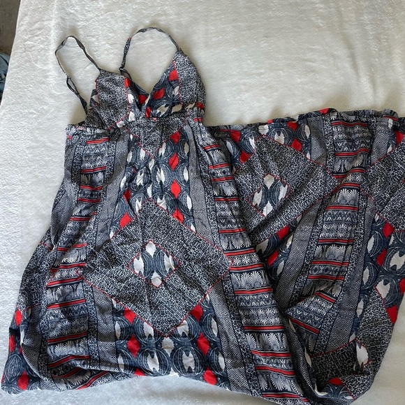 Gypsy 05 Dresses & Skirts - Gypsy 05 Silk Maxi Dress with Red and Black Geometric Design